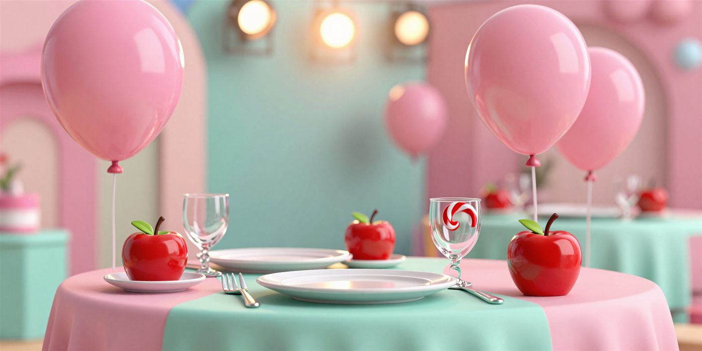 Mesa de dulces decorada con globos para una fiesta